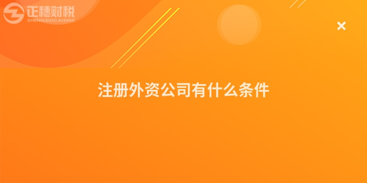 注冊外資公司有什么條件