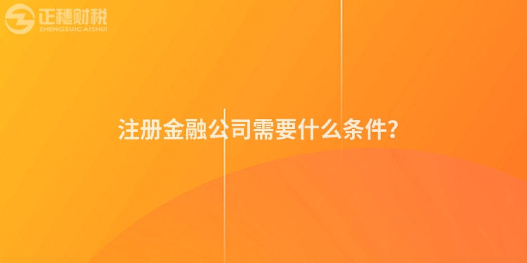 注冊(cè)金融公司需要什么條件？