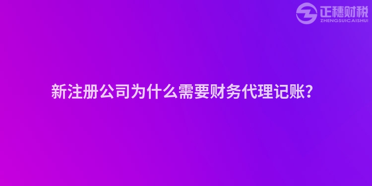 新注冊公司為什么需要財務代理記賬？