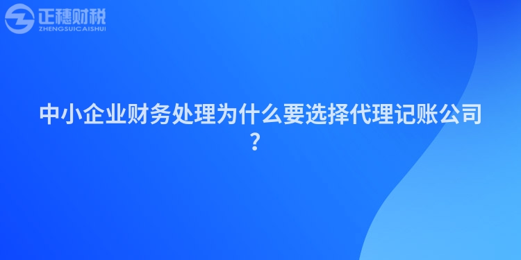 中小企業(yè)財(cái)務(wù)處理為什么要選擇代理記賬公司？