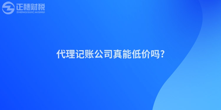 代理記賬公司真能低價(jià)嗎?