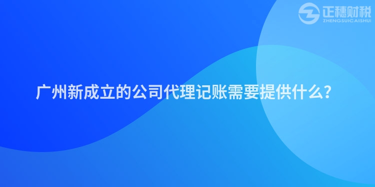 廣州新成立的公司代理記賬需要提供什么？