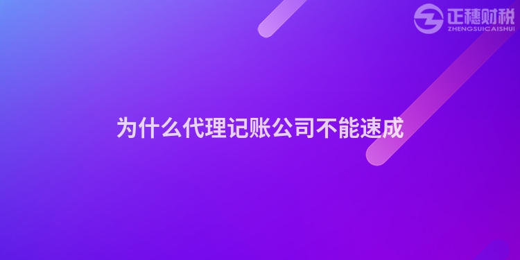 為什么代理記賬公司不能速成