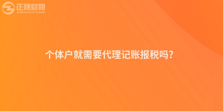 個體戶就需要代理記賬報稅嗎？