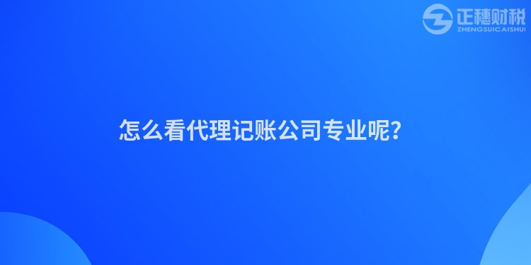 怎么看代理記賬公司專業(yè)呢？
