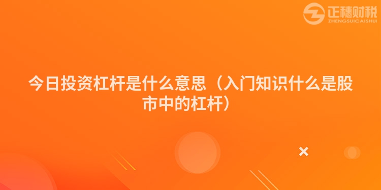 今日投資杠桿是什么意思(入門(mén)知識(shí)什么是股市中的杠桿)