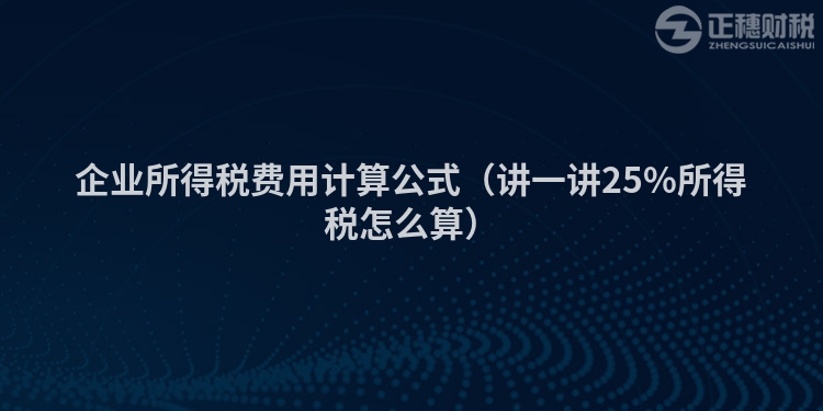 企業(yè)所得稅費用計算公式（講一講25%所得稅怎么算）