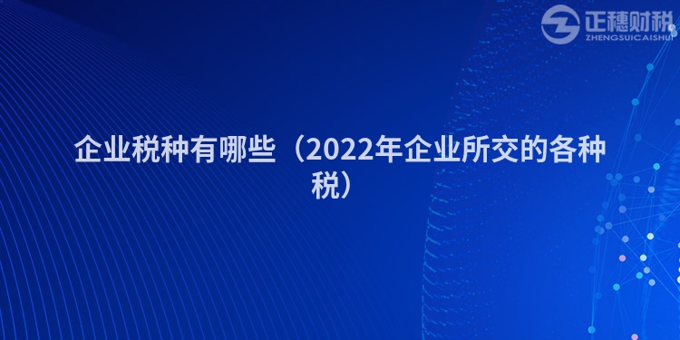 企業(yè)稅種有哪些(2022年企業(yè)所交的各種稅)
