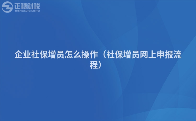 企業(yè)社保增員怎么操作（社保增員網(wǎng)上申報流程）