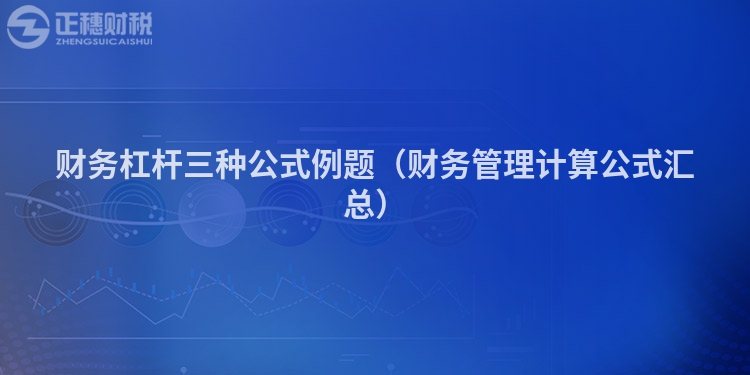 財(cái)務(wù)杠桿三種公式例題(財(cái)務(wù)管理計(jì)算公式匯總)