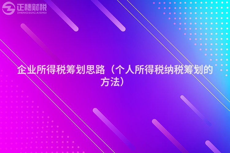 企業(yè)所得稅籌劃思路（個人所得稅納稅籌劃的方法）